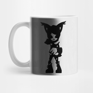 Martial cat minimal silhouette white Mug